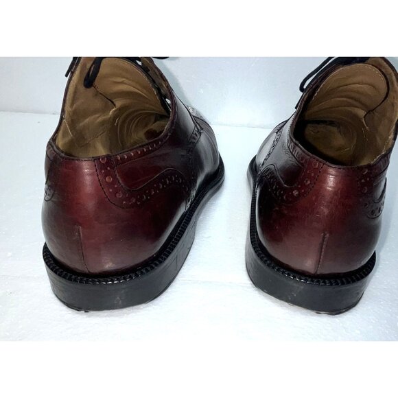 Johnston & Murphys Mens Cap-Toe Oxford Dress Shoes Sz 8.5 Burgundy Leather Italy - Picture 5 of 15
